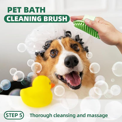 Pet Grooming Kit - 7 PCS Green Deshedding Brush Set with Undercoat Rake, Slicker Brush, Bath Brush &amp; Nail Clipper for Short &amp; Long-Haired Dogs and Cats
