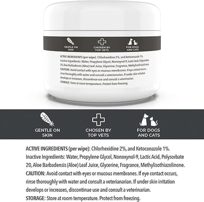 Smiling Paws Pets - Antibacterial &amp; Antifungal Wipes for Dogs &amp; Cats (with Chlorhexidine &amp; Ketoconazole)
