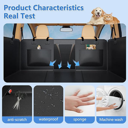 Hard Bottom Dog Car Seat Cover for Back Seat – Waterproof Nonslip Hammock Extender for Trucks &amp; SUVs, Heavy Duty Pet Protector, Black Faux Leather