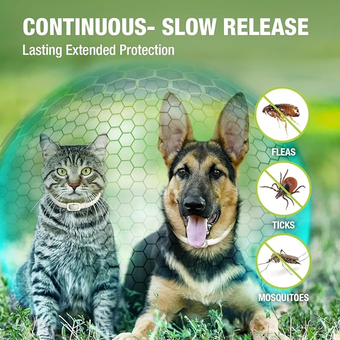 EcoVenger Flea &amp; Tick Collar Repellent 2-Pack White, Fits Both Dogs &amp; Cats, Built-in Pant-Based Formula Strong Repellency Slow Release, Lasting Deterrence and Protection, Pleasant Aroma, Waterproof