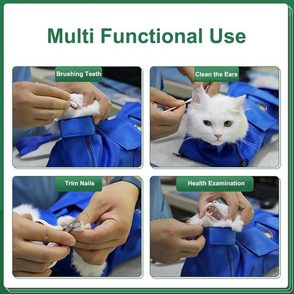 HDKUW Cat Grooming Bag,Foldable Travel Carrier for Cats,Anti-Bite Anti-Scratch Cat Grooming Restraint Bag,Pet Carrier for Administering Eye Drops,Ear Cleaner,Clipping Nails (Black, L)