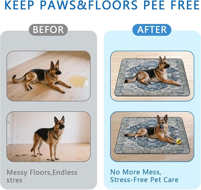 Washable Pee Pads for Dogs 2 Pack, Absorbent Reusable Puppy Pads Waterproof, Leakproof &amp; Non-Slip Whelping Pad, Potty Training Pads for Dogs Playpen Mat 48x48