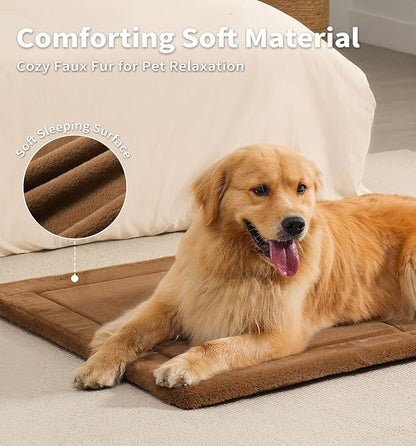 Made4Pets Dog Crate Pad Bed for Extra Large Dogs, Washable &amp; Reversible, Anti-Slip Kennel Mat for Cozy Sleeping, Soft Fluffy Dog Bed for Indoor &amp; Outdoor Use, 48"x30", Brown