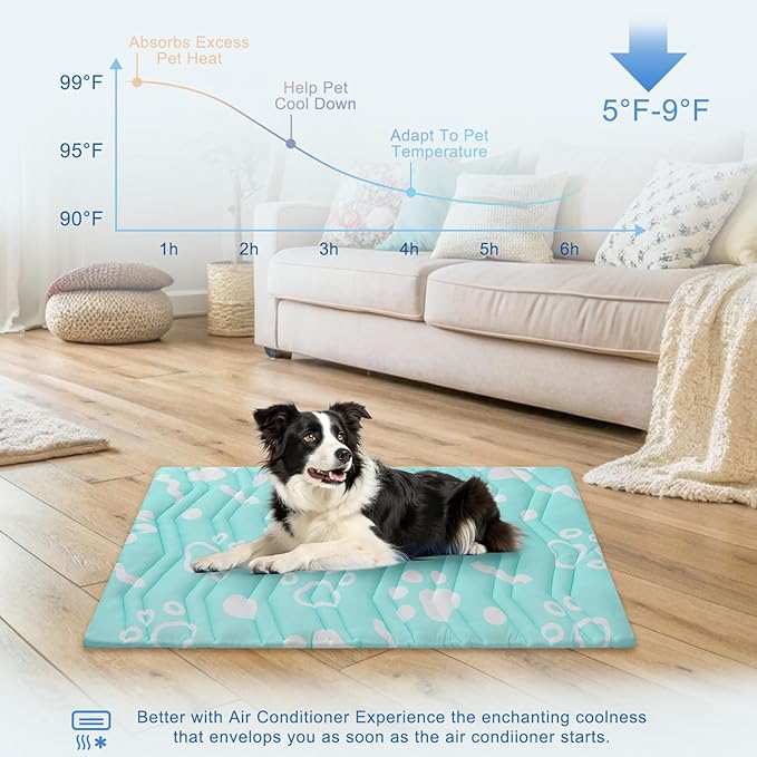 BEAUTYZOO Upgrade Dog Cooling Mat Extra Large, Reversible Self-Cooling Mat for Dogs, Thicken Pet Ice Cool Pad Blanket for Summer Kennel Sofa Bed Floor Car Seat, Machine Washable&amp;Foldable, 48"x28"