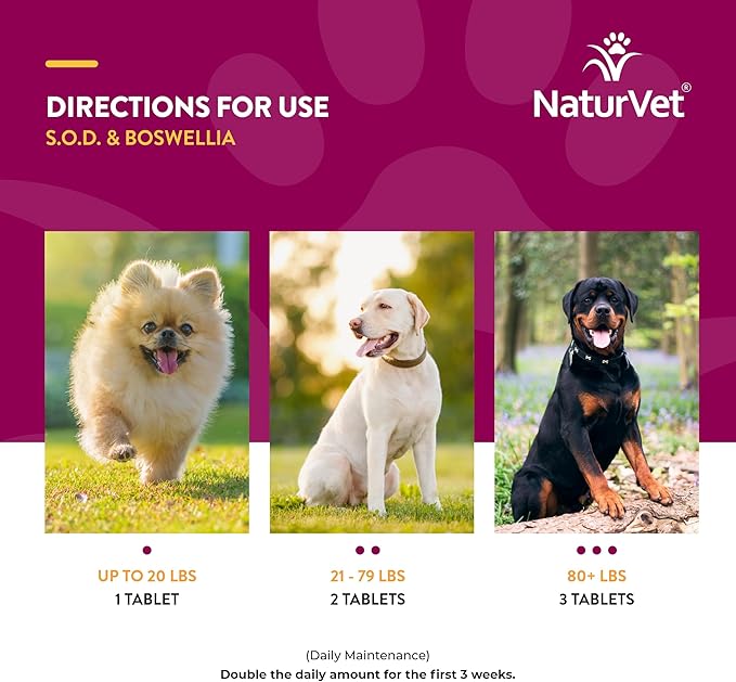 NaturVet S.O.D. &amp; Boswellia Extra Joint Support Dog Supplement – Dog Hip Supplement – Helps Alleviate Aches, Pain – for Dog Flexibility, Healthy Joint Function – 500 Ct. Chewable Tablets
