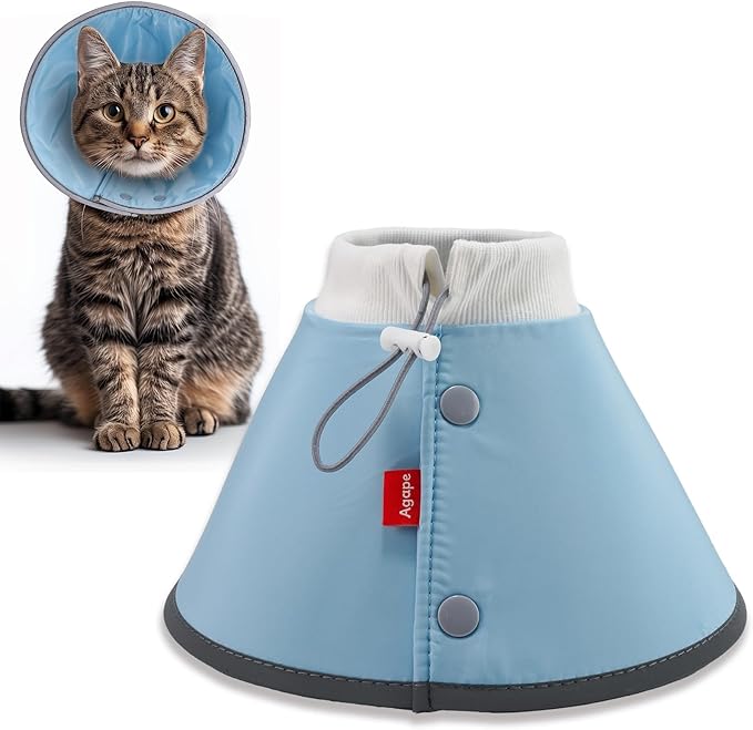 Agape Soft Cone for Cats &amp; Small Dogs, Comfy Pet Cone to Stop Licking, Adjustable Cat E Collar Alternative After Surgery, Protective Elizabethan Collar for Pup &amp; Kitty, Water Repellent Recovery Cone