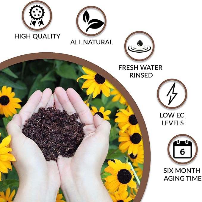Coco Coir Brick (10lbs), Organic Perlite, Worm Castings, Neem Seed Meal, Kelp Meal Fertilizer, &amp; Organic Biochar for Plants - Potting Soil &amp; Garden Fertilizer Mix - 100% Natural Gardening Bundle