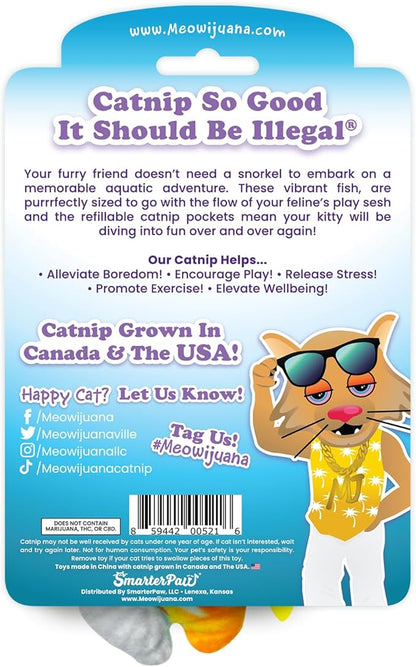 Meowijuana Refillable Cat Toys | Get Bubbly - Tropical Fish Catnip Toys | Includes Potent Hand Harvested Catnip Grown in North America | Promotes Play and Cat Health