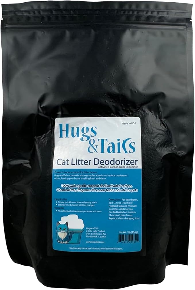 Cat Litter Deodorizer – Pet Safe Odor Eliminator &amp; Housebreaking Supplies for Cats, Kittens, &amp; Small Pets – Natural, Unscented, Non Toxic, Low Dust, 1 lb, by HugsandTails