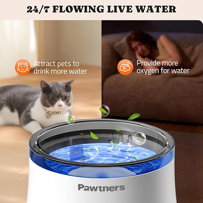 Cat Water Fountain with Vortex Filtration Design, 3.5L/123oz Water Dispenser for Large Medium Cats &amp; Small Dogs, Automatic No Spill Cat Water Bowl with Deep Drinking Area and Ultra-Quiet Pump