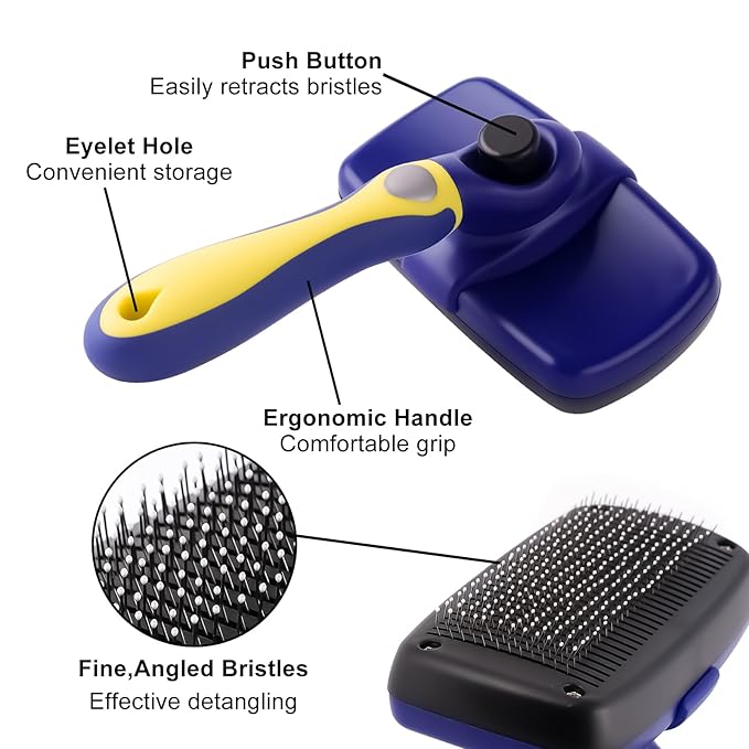 Pet Grooming Brush, Double Sided Undercoat Rake for Dogs &amp; Cats, Professional Deshedding Brush and Dematting Tool, Safe and Effective Removing Knots, Mats, Tangles,and Flying Hair
