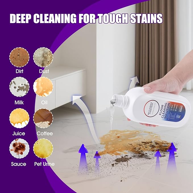 Floor Cleaning Solution Compatible with Tineco iFLOOR Series, All Robot Vacuums &amp; Wireless Wet-Dry Mops, 4 Bottle Floor Cleaner Refill, Lavender Scent
