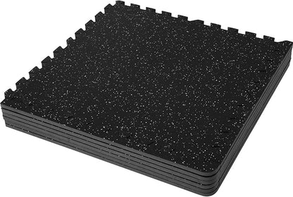 VEVOR 6PCS 0.56 inch Thick Gym Floor Mats, 25" x 25" EVA Foam &amp; Rubber Top Interlocking Workout Floor Mats with 24 sq.ft Coverage, Waterproof Exercise Puzzle Flooring for Gym, Home, Garage, Basement