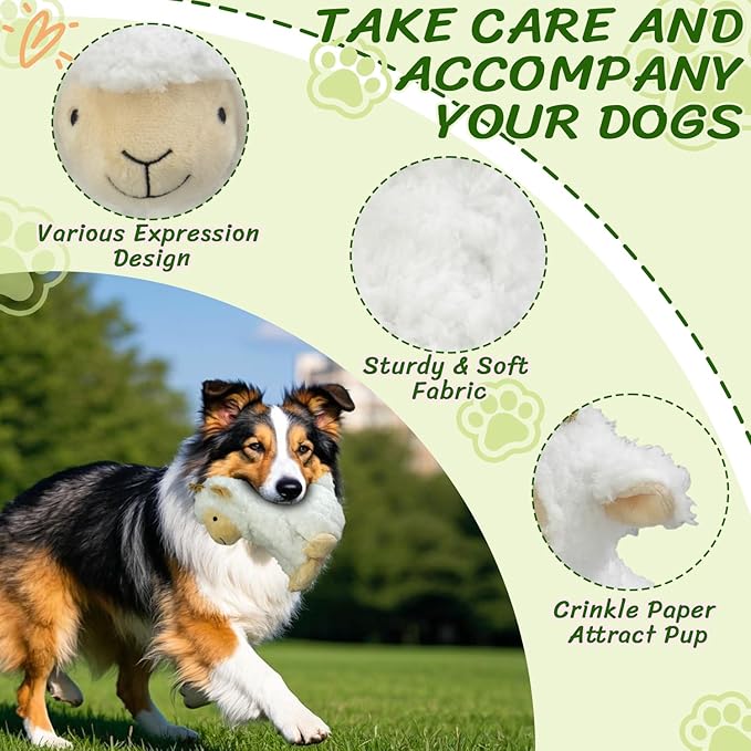 Squeaky Dog Toys for Large- Plush Stuffed Chew Toy with Soft Fabric- Interactive Puppy Toys to Keep Them Busy- Indoor &amp; Outdoor Play