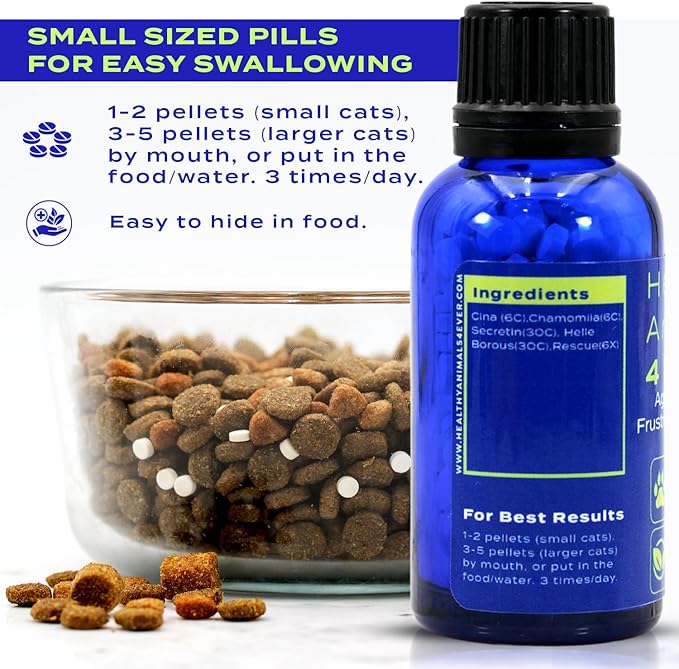 HealthyAnimals4Ever HA4E - Calming Tablets for Stressed and Aggressive Cats - Reduce Cat Aggression &amp; Promote Relaxation - All-Natural, Homeopathic Remedy - 300 Tablets