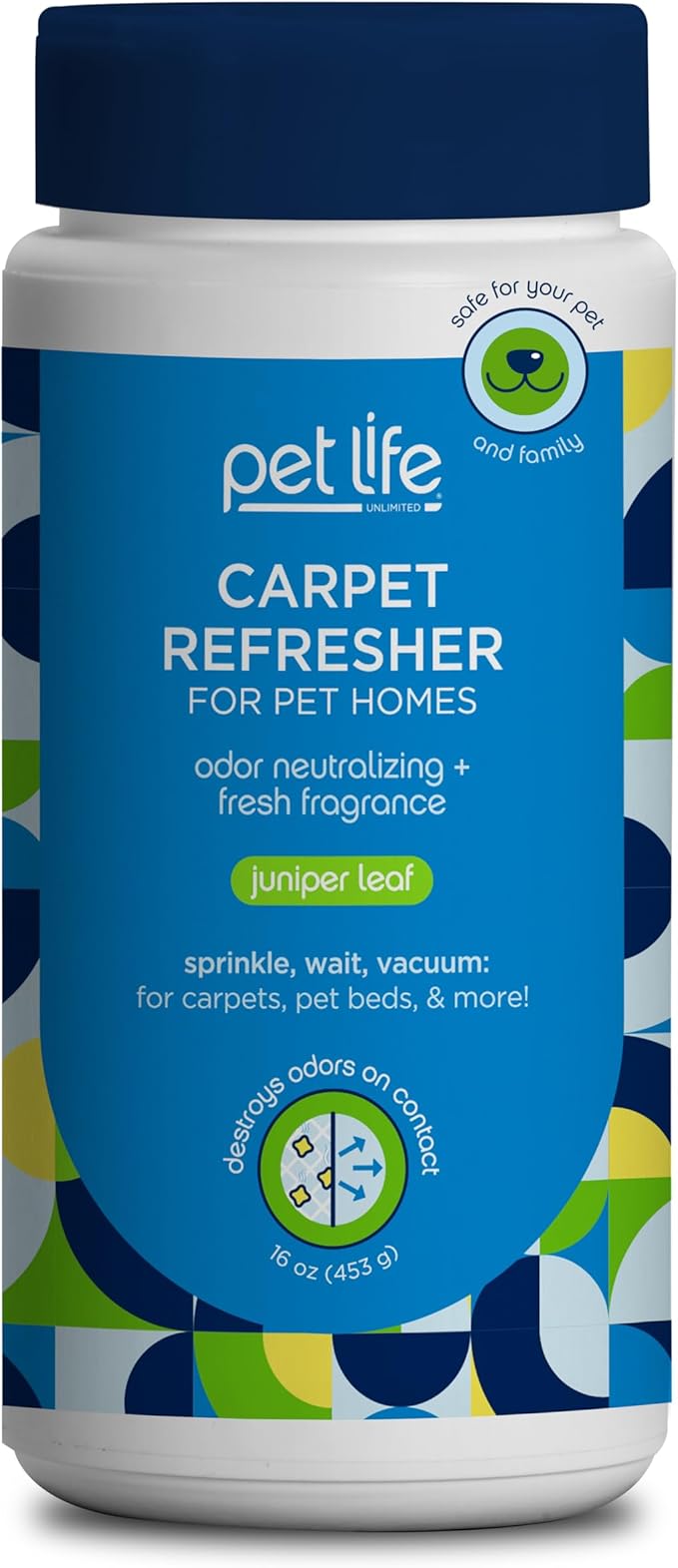 Pet Life Unlimited Carpet Refresher &amp; Deodorizer Powder - Pet Safe, Plant Based Juniper Leaf Scent, Made in USA - 16oz (Pack of 1)