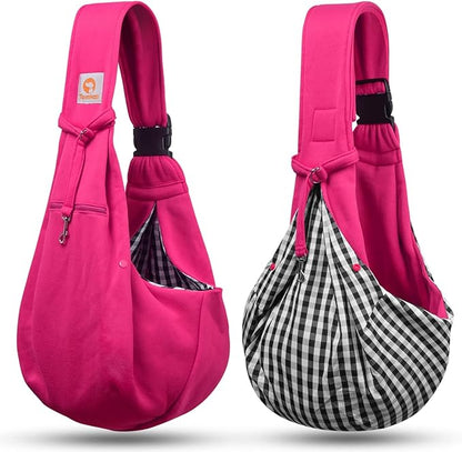 TOMKAS Dog Sling Carrier for Small Dogs Puppy Carrier for Small Dogs (Rose red, Adjustable Strap for 3-10 lbs &amp; Zipper Pocket)