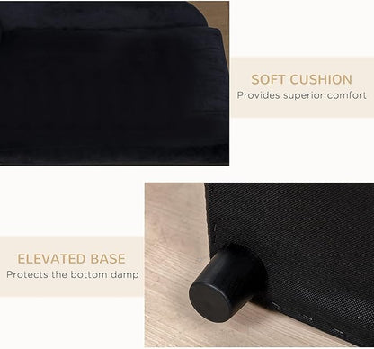 PawHut Luxury Fancy Dog Couch with Hidden Storage, Small Dog Sofa Bed with 2" Soft Foam, Modern Pet Furniture for Puppies &amp; Little Breeds, Black