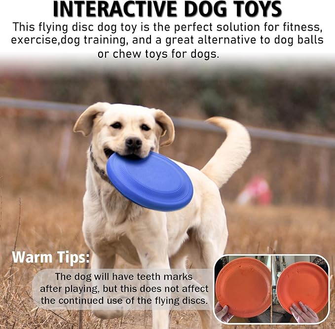 Dog Flying Disc (2 Pack) - Durable Rubber Flying Disc Dog Toy - 9.25" Indestructible Rubber Dog Flying Disc - Puncture Resistant &amp; Bite Resistant Extremely - for Medium Large Dogs
