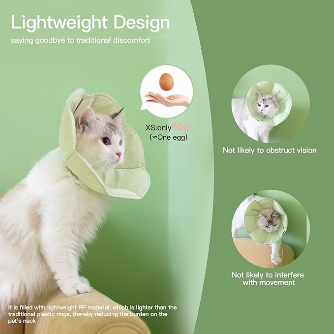 Touchdog Foldable Dog Cone Collar for Cats &amp; Dogs - Adjustable Soft Recovery Collar with Waterproof PU Coating, Lightweight Design, 24.5cm/9.6in Wide Barrier (Green, L)