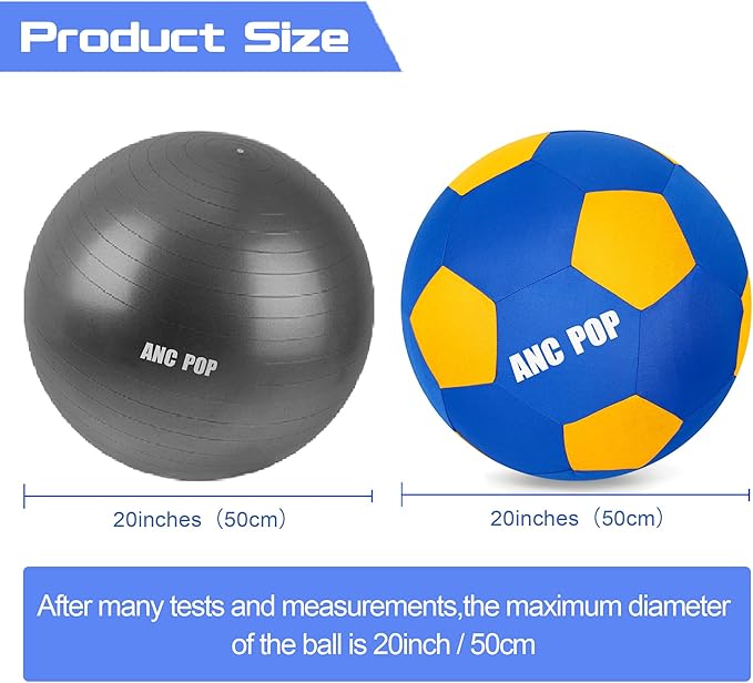Herding Ball for Dogs &amp; Horses - 20" Large Blue &amp; Yellow Ball with Hand Pump