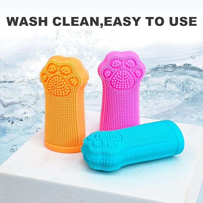 Hera Harmony Finger Toothbrush for Small Dogs, Cats &amp; Puppies, Soft Silicone, 3 Pack