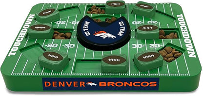 Pets First NFL Denver Broncos Large Puzzle Toy, New Size, Interactive Dog Treat &amp; Slow Feeding Toy