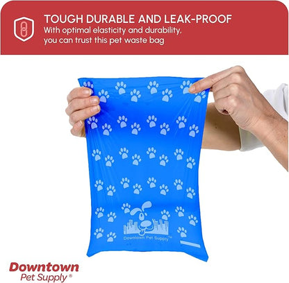 Downtown Pet Supply Rainbow Paw Print Poop Bags (520 CT &amp; 2 Dispensers) - Leak-Proof, Unscented, Clips to Dog Leashes &amp; Harnesses