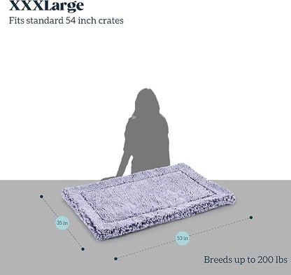 Stoutwool Indestructible Dog Bed - Fluffy Chew Proof Dog Crate Pad - Tough Kennel Pad for Aggressive Chewers - Washable, Ideal for Jumbo Breeds &amp; Fits 54-Inch Crate - 53"x35", Jacaranda