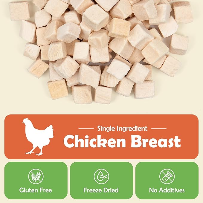 MON2SUN Freeze Dried Chicken Cat and Dog Treats, Single Ingredient Natural and Healthy Dog Snacks, High Protein Training Treats &amp; Food Topper, 6oz