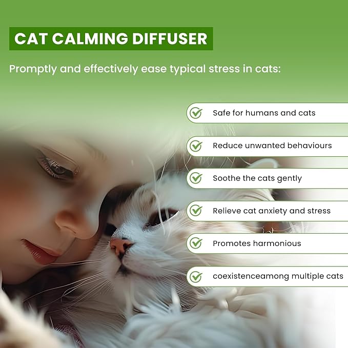Calming Diffuser Kit for Cat, Cat Pheromone Calming Diffuser Starter Helps Ruduce Anxious, Anti-Stress &amp; Comforts Cats (2 Diffuser + 6 Refills)