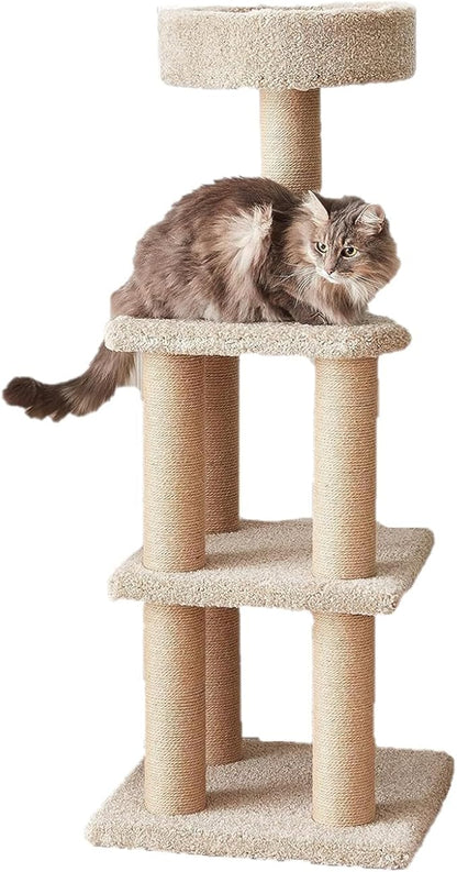 Amazon Basics Cat Tree - Indoor Cat &amp; Kittens Multi-Level Climbing Activity Tower with Scratching Posts, Large (45.9"H) - Beige