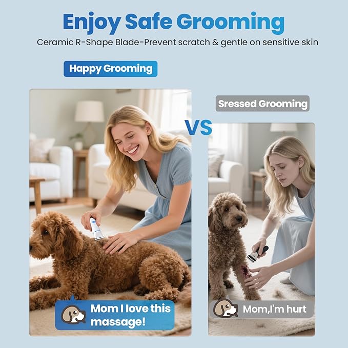 3-in-1 Dog &amp; Cat Grooming Kit - Rechargeable Cordless Pet Hair Clippers with Nail Grinder &amp; Paw Trimmer &amp; 5 Guide Combs, Low Noise Dog Clippers for Grooming Small Medium Pets