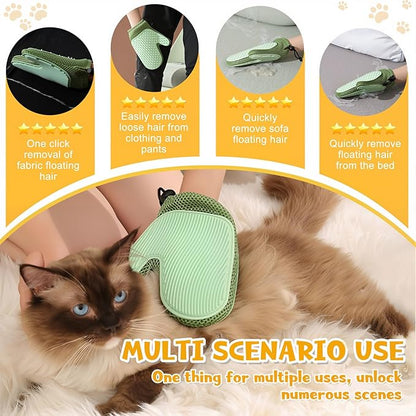 Pet Hair Removal Glove,2025 New All-in-One Grooming Mist Pet Hair Remover Gloves, Pet Hair Remover Glove for Cats &amp; Dogs,Double-Sided Reusable Gloves for Couch, Clothing,Carpet (Pink)