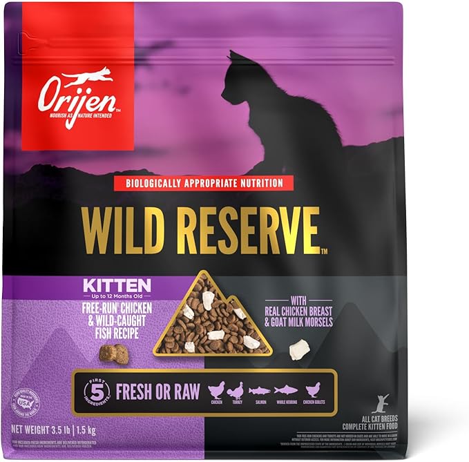 ORIJEN Wild Reserve Dry Cat Food Free-Run Chicken &amp; Wild-Caught Fish Kitten Recipe 3.5lb Bag