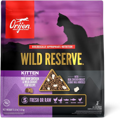 ORIJEN Wild Reserve Dry Cat Food Free-Run Chicken &amp; Wild-Caught Fish Kitten Recipe 3.5lb Bag