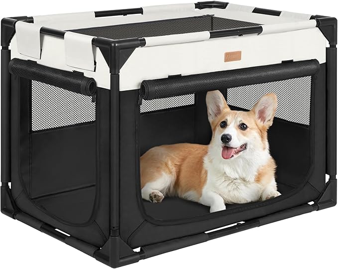 Dog Crate - Soft Pet Kennel for Dogs/Cats, 3-Door Breathable Travel Cage with Mesh Window, Portable Dog Kennel for Indoor &amp; Outdoor，Black-M
