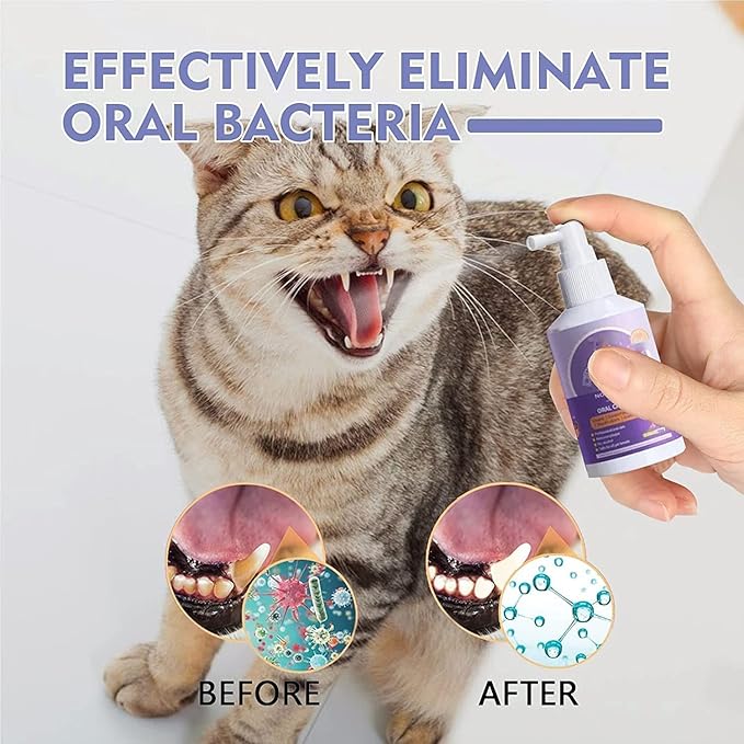 Pet Clean Teeth Spray, Teeth Cleaning Spray for Dogs &amp; Cats, Targets Tartar &amp; Plaque, Eliminate Bad Breath, Without Brushing