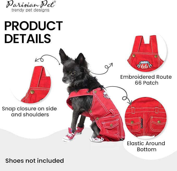 Parisian Pet Denim Dog Overalls - Embroidered &
