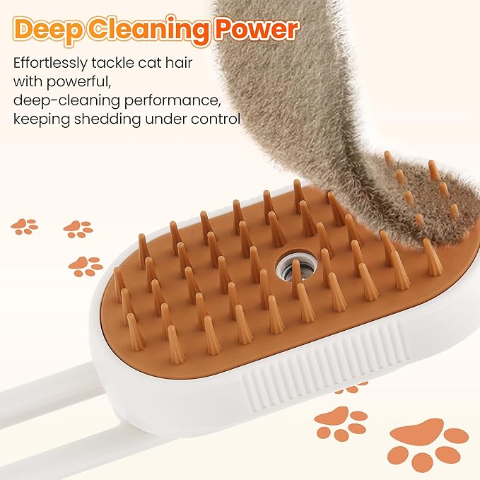 Cat Steam Brush for Shedding, 4-in-1 Rechargeable Steam Pet Brush for Cats &amp; Dogs, Anti-Static, Gentle Fur Removal &amp; Combing, Ideal for Short &amp; Long Hair Pets, Easy to Use