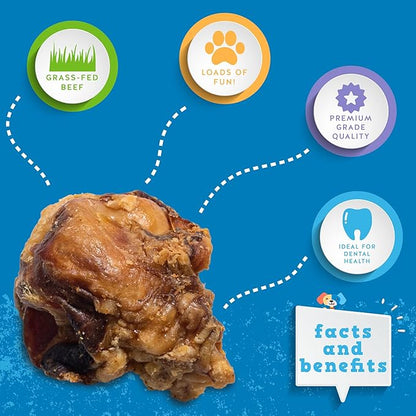 Jack&amp;Pup Beef Bones, Knee Cap for Dogs, Long Lasting Natural Dog Bones, Beef Bone Knee Caps for Large Dogs. (10 Pack)
