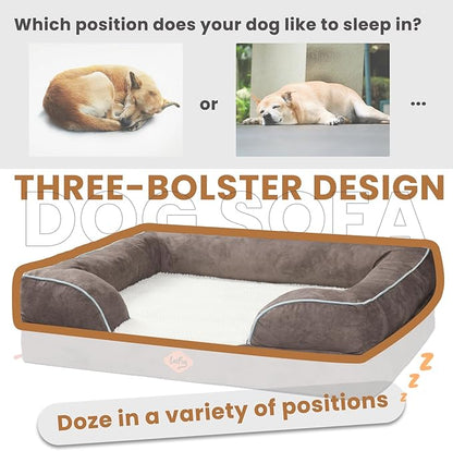 Laifug Large Orthopedic Premium Memory Foam Dog Bed, Dog Sofa with Washable and Removable Suede Cover, Waterproof Liner and Non-Slip Bottom Grey, Large(40&