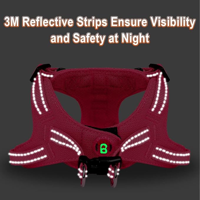 Dog Harness Step in Dog Vest Harness, Reflective Adjustable Puppy No Pull Harness Breathable Soft for Small and Medium Dogs Cats, Pink, S