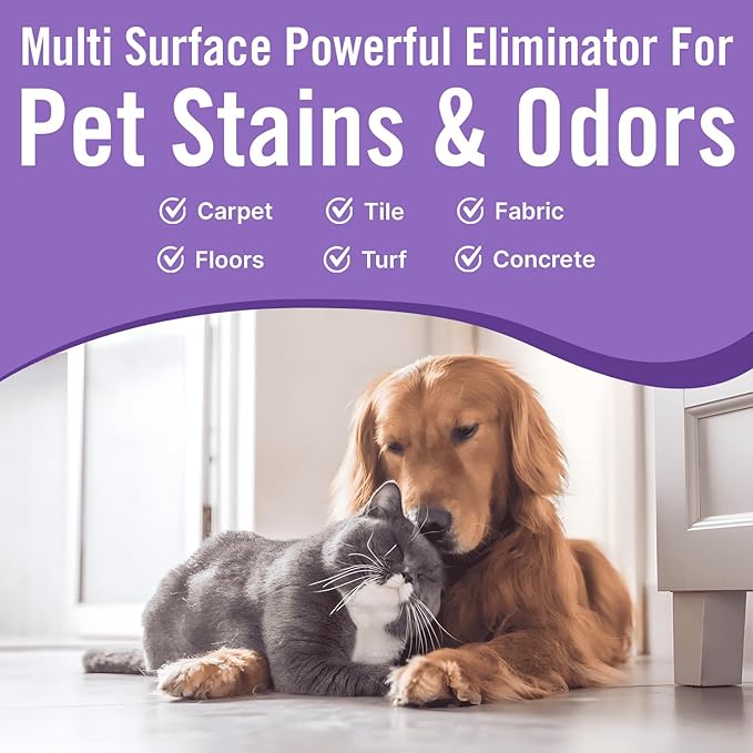 Multi-Purpose Probiotic Enzyme Cleaner, Made in USA - Pet Stain and Odor Remover - Concentrated - Professional &amp; Home Strength Drains, Floors, Bathrooms, Toilets Trash Can, (1 gallon, Lavender)