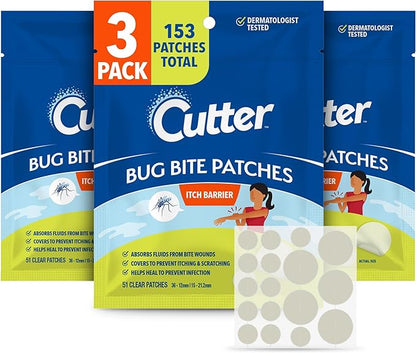 Cutter Bug Bite Patches Itch Relief Hydrocolloid Patches for Kids &amp; Adults, Absorbs Fluids, Helps Heal, Prevents Scratching, Mosquito Itch Relief, Hydrocortisone &amp; Suction Tool Alternative, 153 Count