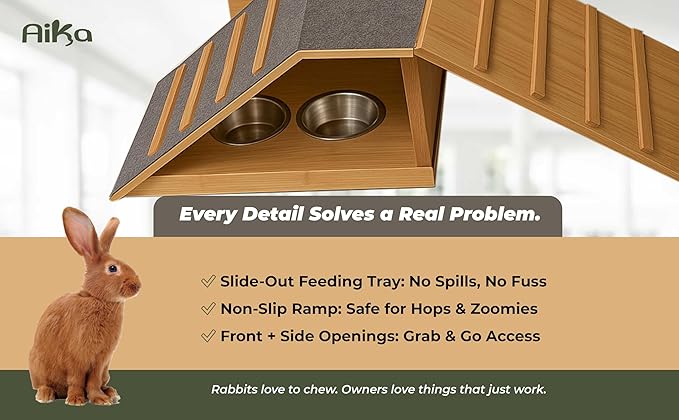 Wooden Rabbit Hideout Castle – Indoor Bunny House &amp; Hut for Rabbits, Guinea Pigs, Chinchillas &amp; Small Pets – Medium Size Habitat – Durable Wooden Rabbit House for Indoor &amp; Outdoor Use