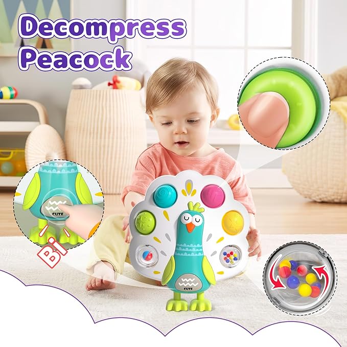 5 in 1 Baby Toy for 12 18 Month, Learning Toys for Babies 12-18 Months, Baby Busy Cube, Stacking&amp;Sensory, Pull String&amp;Piano Xylophone Toy, Birthday Gift for 12+ Month