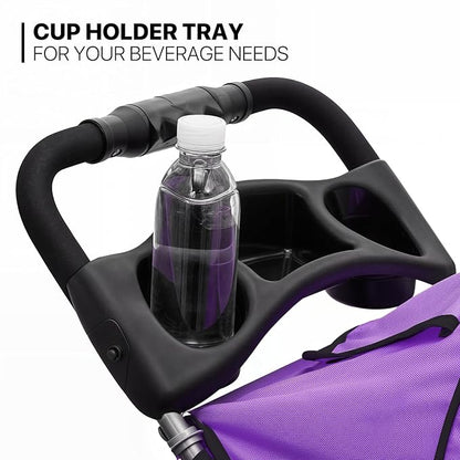 MoNiBloom 3 Wheels Pet Dog Cat Stroller for Small Medium Dogs Cats, Lightweight Foldable Jogger Stroller w/Storage Basket and Cup Holder, Purple