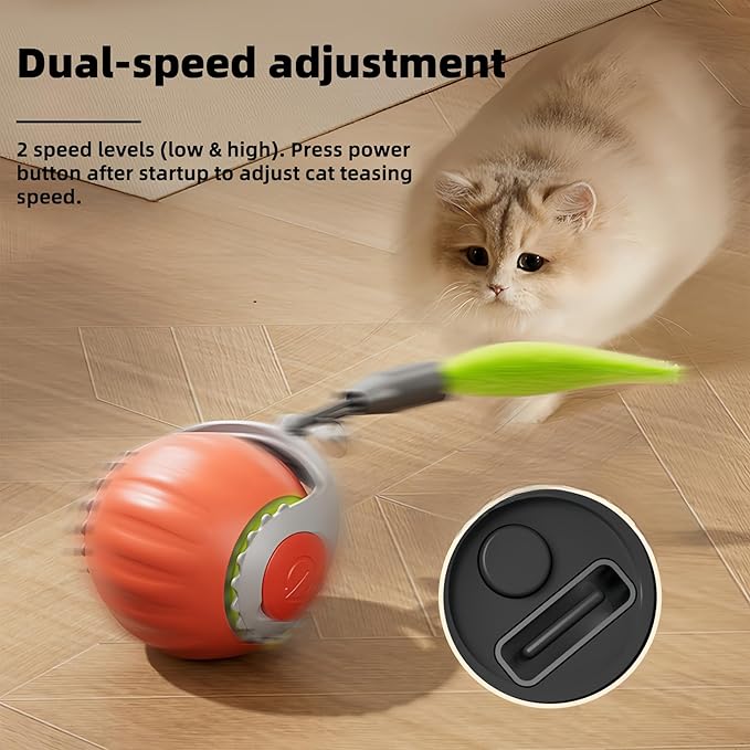 Upgraded ‘Racing Tail 5.0 ’Indoor Cat Interactive Toy: Sensor Cat Teasing Ball, Pet Electronic Chasing and Exercise Toy, Specially Designed for Bored Cats, Two Modes &amp; One-Click Switching (2 pcs)