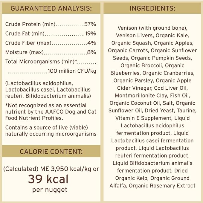 Primal Freeze Dried Raw Cat Food Nuggets Venison, Complete &amp; Balanced Meal or Topper, Premium, Healthy, Grain Free, High Protein Raw Cat Food with Probiotics (5.5 oz)